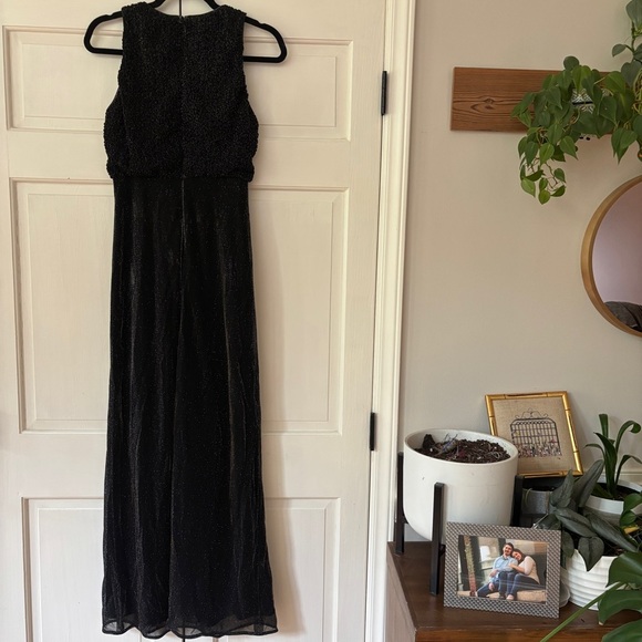 Vintage 90s Cache Size 6 Metallic Black Sleeveless Maxi Gown‎ Dress Made in USA - Picture 8 of 13